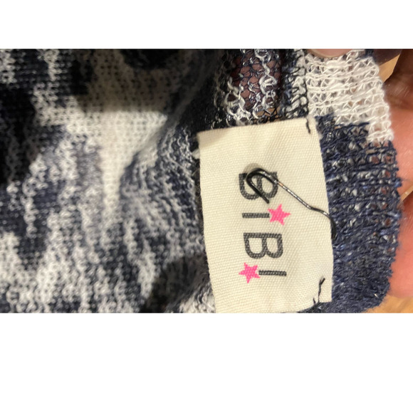 Bibi Patriotic Stars White Blue Tank Sheer Tie Bottom Women's Peek-a-boo - Picture 3 of 6